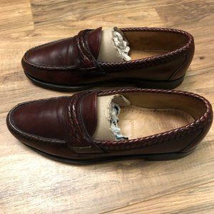 Allen Edmonds Newcomb Men Loafer Chestnut Woven Two Strap Braid Sz 10 D
